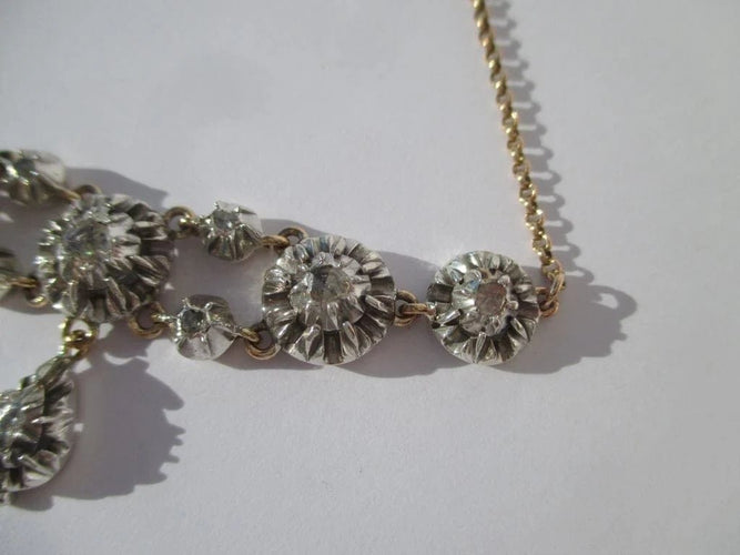 Collier Rivière d’Arles - Collier provençal XIXe en or rose, argent et diamants 58 Facettes