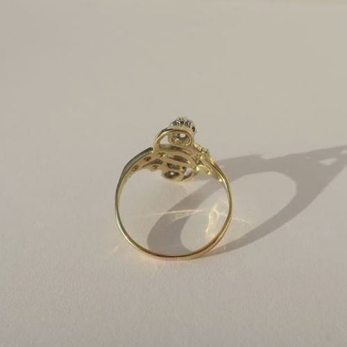 Bague 54 Toi et Moi - Bague 1900 en or jaune, platine et diamants 58 Facettes