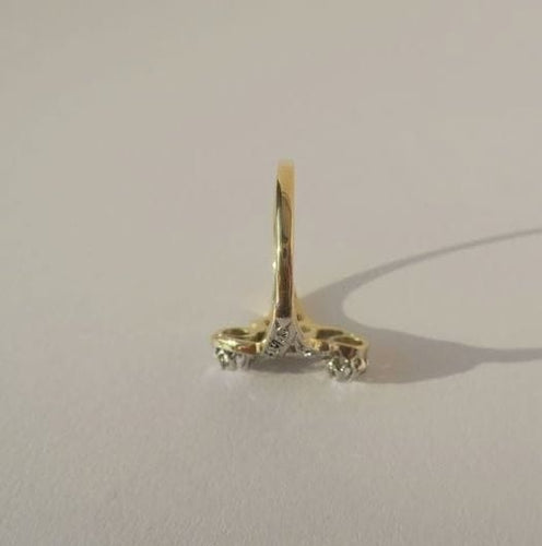 Bague 54 Toi et Moi - Bague 1900 en or jaune, platine et diamants 58 Facettes