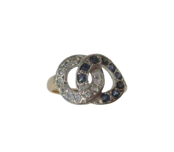 Bague 51 Bague de promesse en or jaune et blanc, diamants et saphirs 58 Facettes
