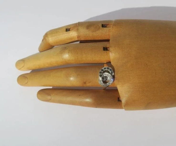 Bague 51 Bague de promesse en or jaune et blanc, diamants et saphirs 58 Facettes
