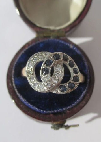 Bague 51 Bague de promesse en or jaune et blanc, diamants et saphirs 58 Facettes