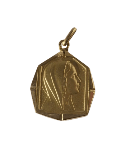 Pendentif GRUN - Médaille pendentif Art déco en or jaune 18 carats et nacre 58 Facettes