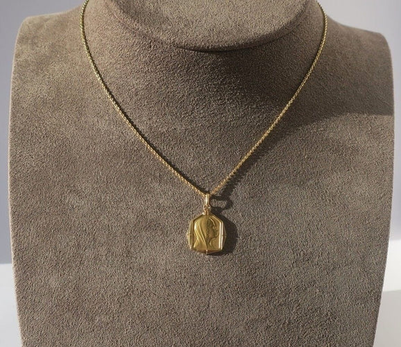 Pendentif GRUN - Médaille pendentif Art déco en or jaune 18 carats et nacre 58 Facettes