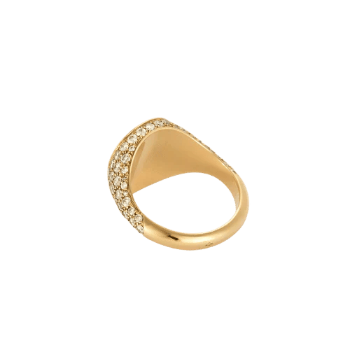Bague 56 Bague chevalière en or rose 18k pavée de diamants 58 Facettes