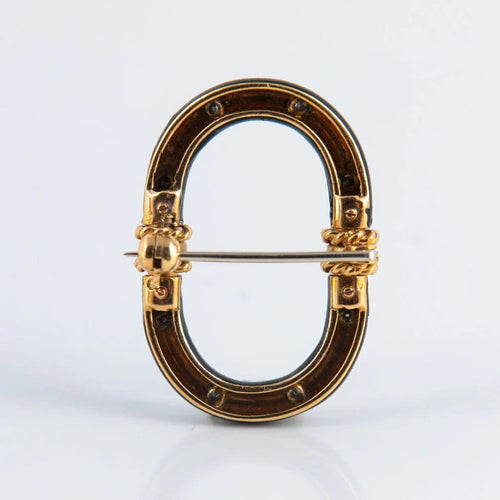 Broche Broche Napoléon III en or jaune, platine, onyx et diamants 58 Facettes P5L6