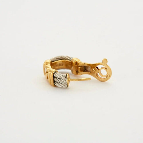 Boucles d'oreilles FRED - Boucles d'oreilles câble en or jaune 18K et acier 58 Facettes