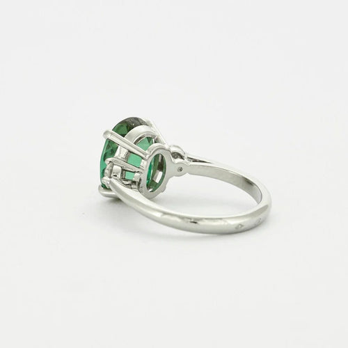 Bague 48.5 Bague en platine 950 avec tourmaline bleue-verte 4,15 ct et diamants 58 Facettes