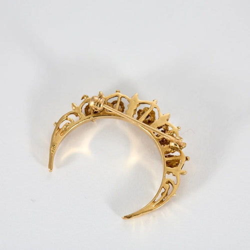 Broche Broche ancienne lune en or jaune 14k et opales 58 Facettes