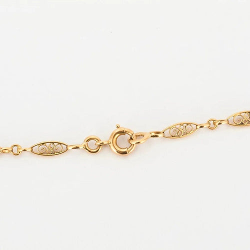 Collier Collier chaîne filigrane en or jaune 18K, rubis et saphirs roses 58 Facettes