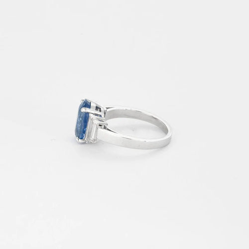 Bague 53.5 Bague en platine avec saphir Ceylan 5,08 ct et diamants 58 Facettes