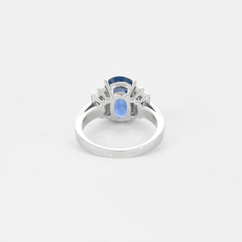 Bague 53.5 Bague en platine avec saphir Ceylan 5,08 ct et diamants 58 Facettes