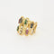 Bague 52 Bague vintage en or jaune 18K, diamants, rubis, saphirs et émeraudes 58 Facettes