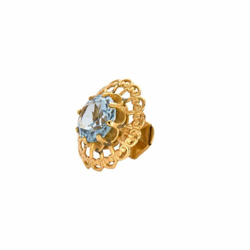 Boucles d'oreilles Boucles d’oreilles anciennes en or jaune 18 carats et aigue-marine 58 Facettes P20L9