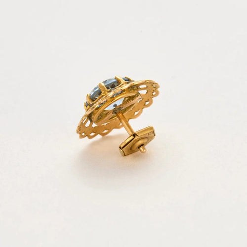 Boucles d'oreilles Boucles d’oreilles anciennes en or jaune 18 carats et aigue-marine 58 Facettes P20L9