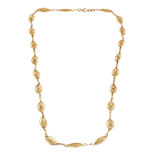 Collier Chaîne filigrane vintage en or jaune 18 carats 58 Facettes P20L5