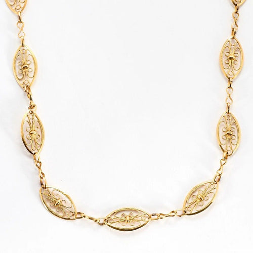 Collier Chaîne filigrane vintage en or jaune 18 carats 58 Facettes P20L5