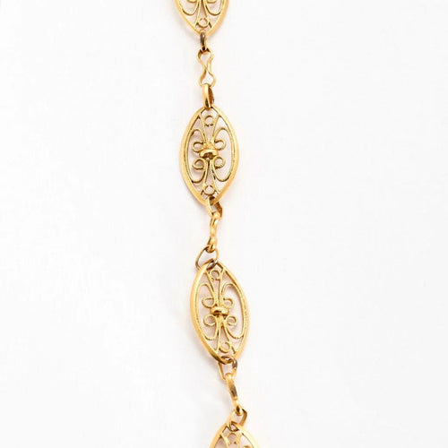 Collier Chaîne filigrane vintage en or jaune 18 carats 58 Facettes P20L5