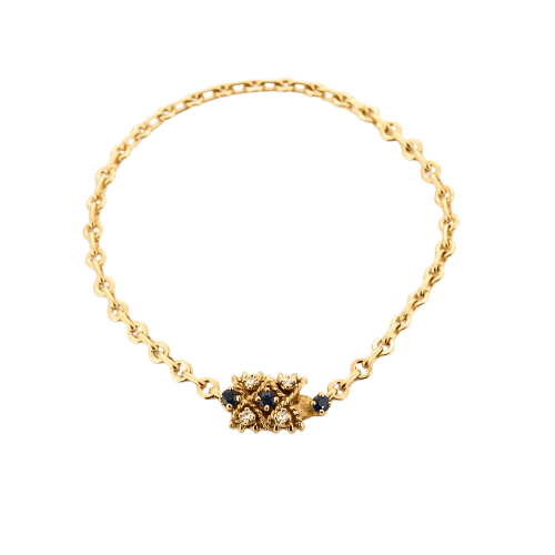 Bracelet Bracelet torsadé en or jaune 18 carats, saphirs et diamants 58 Facettes