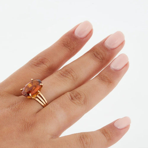 Bague 61 Bague en or jaune 18 carats sertie d’un quartz fumé 58 Facettes RÉF 9050/19