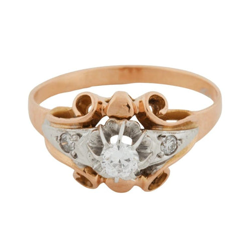 Bague 52 Bague en or rose et blanc 18 carats avec diamants 58 Facettes RÉF 11048/19