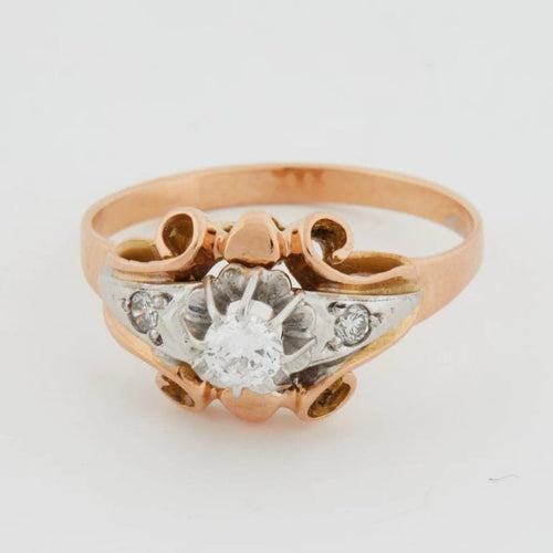 Bague 52 Bague en or rose et blanc 18 carats avec diamants 58 Facettes RÉF 11048/19