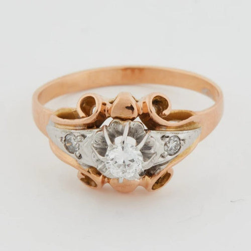 Bague 52 Bague en or rose et blanc 18 carats avec diamants 58 Facettes RÉF 11048/19