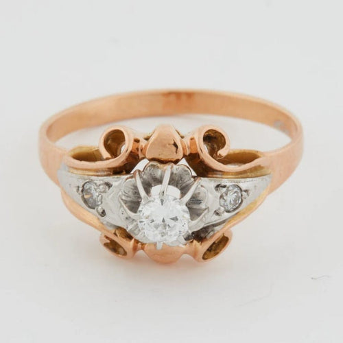 Bague 52 Bague en or rose et blanc 18 carats avec diamants 58 Facettes RÉF 11048/19