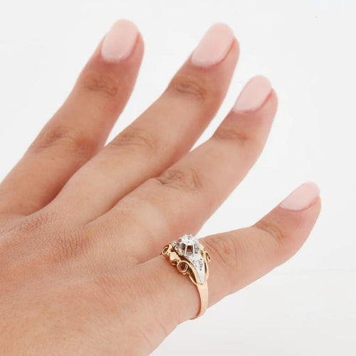 Bague 52 Bague en or rose et blanc 18 carats avec diamants 58 Facettes RÉF 11048/19