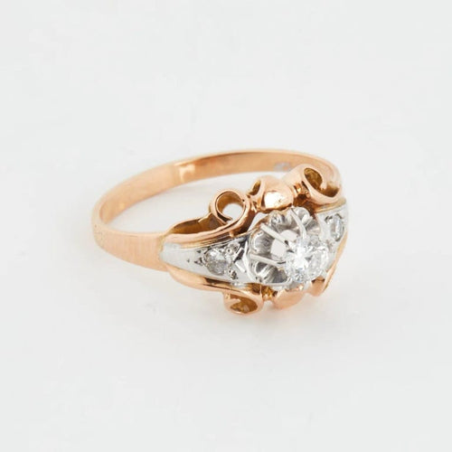 Bague 52 Bague en or rose et blanc 18 carats avec diamants 58 Facettes RÉF 11048/19