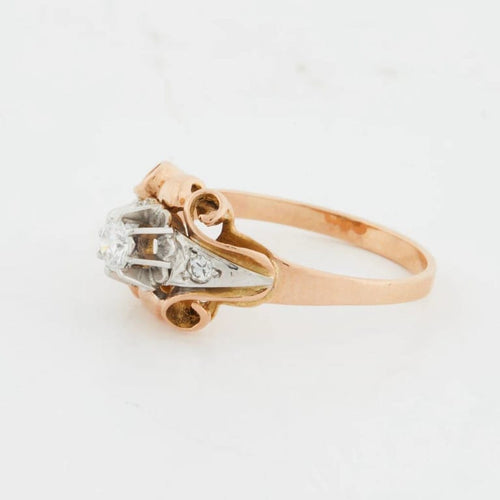 Bague 52 Bague en or rose et blanc 18 carats avec diamants 58 Facettes RÉF 11048/19