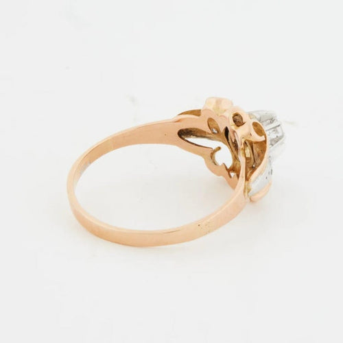 Bague 52 Bague en or rose et blanc 18 carats avec diamants 58 Facettes RÉF 11048/19