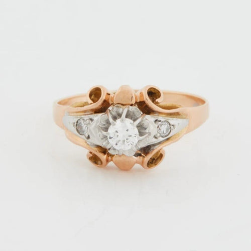 Bague 52 Bague en or rose et blanc 18 carats avec diamants 58 Facettes RÉF 11048/19