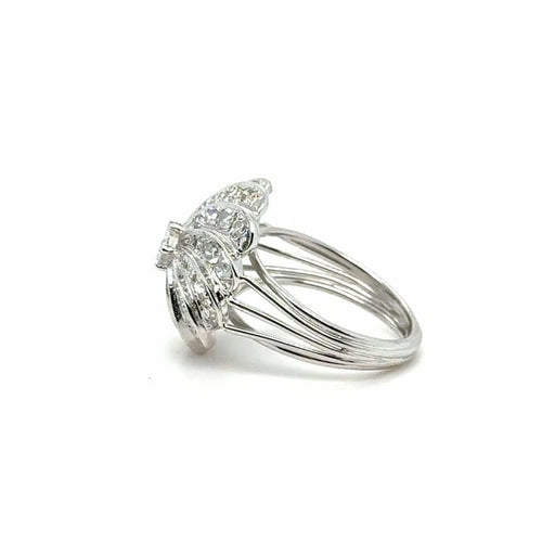 Bague 52 Bague fleur en or blanc 18 carats et diamants 58 Facettes 1.0000435/3