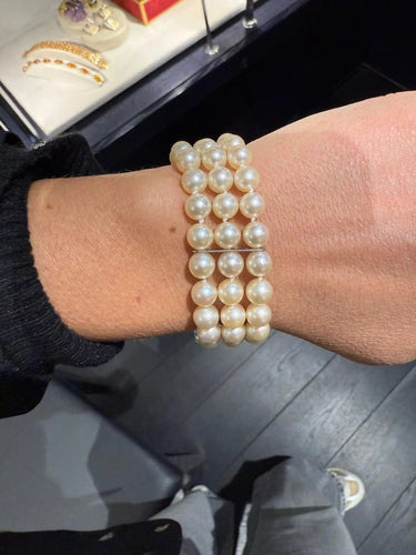Bracelet Bracelet perles de culture en or blanc 18 carats et diamants 58 Facettes 1.0000585/1