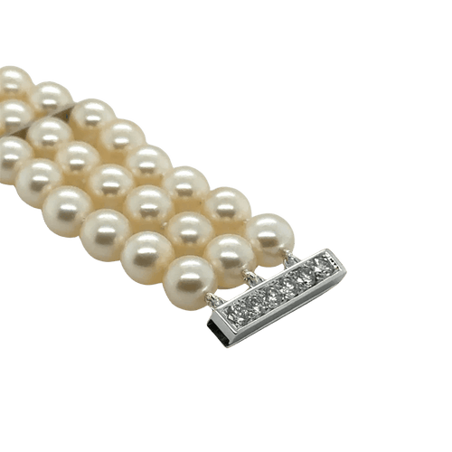 Bracelet Bracelet perles de culture en or blanc 18 carats et diamants 58 Facettes 1.0000585/1