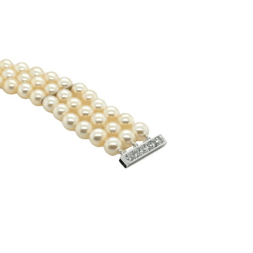 Bracelet Bracelet perles de culture en or blanc 18 carats et diamants 58 Facettes 1.0000585/1