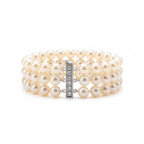 Bracelet Bracelet perles de culture en or blanc 18 carats et diamants 58 Facettes 1.0000585/1