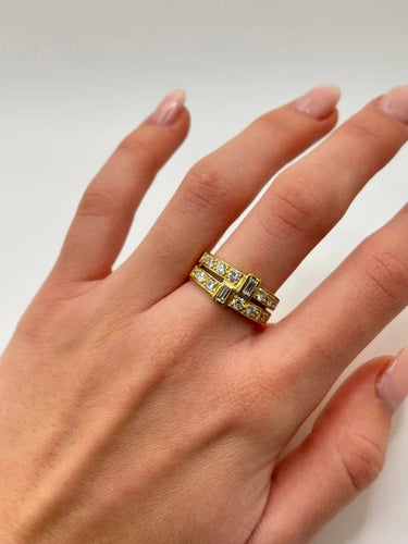 Bague 57 Bague en or jaune 18K sertie de diamants 1,3 ct 58 Facettes