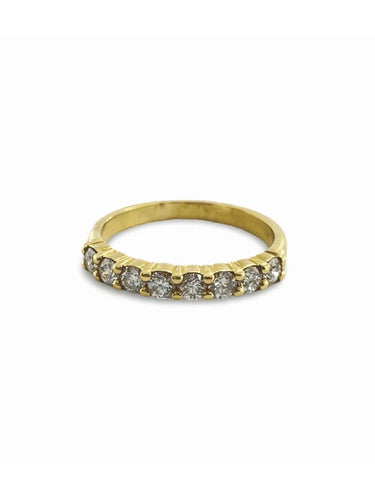Bague 54 Demi-alliance - Bague en or jaune 18K et diamants 58 Facettes 00004901