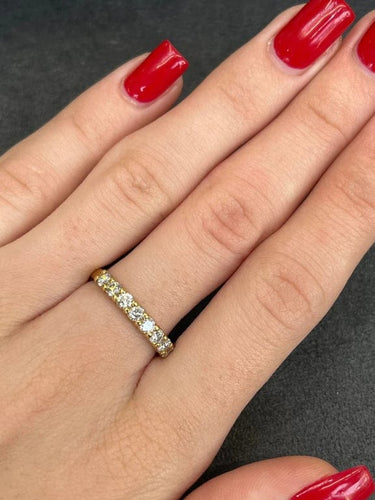 Bague 54 Demi-alliance - Bague en or jaune 18K et diamants 58 Facettes 00004901