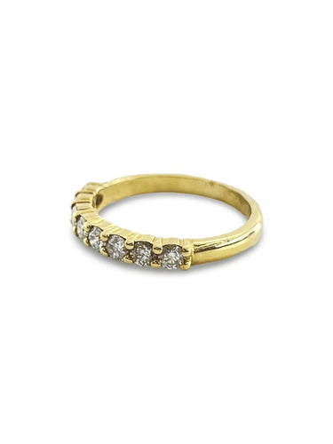 Bague 54 Demi-alliance - Bague en or jaune 18K et diamants 58 Facettes 00004901