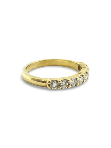Bague 54 Demi-alliance - Bague en or jaune 18K et diamants 58 Facettes 00004901