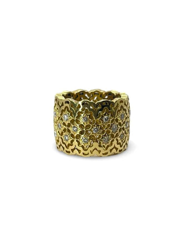 Bague 52 Bague vintage sertie de diamants en or jaune 18K 58 Facettes