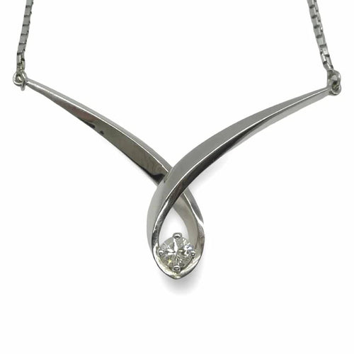 Collier Collier en or blanc 18K avec diamant naturel 0,28 ct 58 Facettes