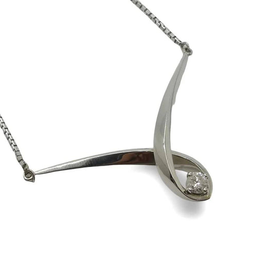 Collier Collier en or blanc 18K avec diamant naturel 0,28 ct 58 Facettes