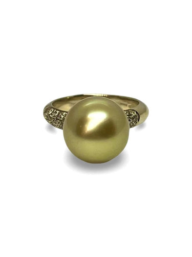 Bague 52 Utopia - Bague en or jaune 18K, perle australienne et diamants 58 Facettes