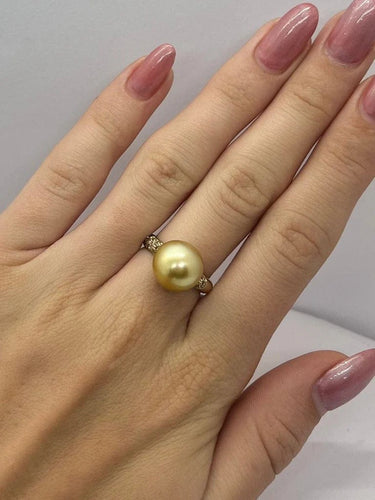 Bague 52 Utopia - Bague en or jaune 18K, perle australienne et diamants 58 Facettes