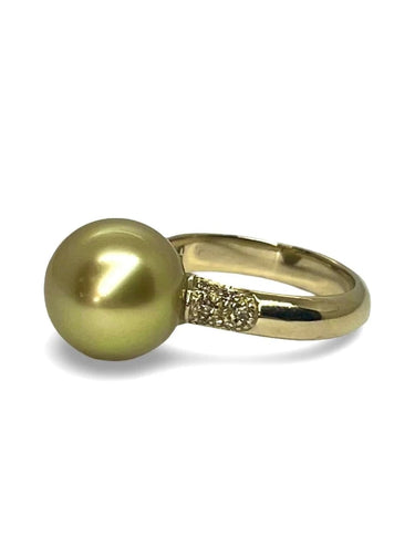 Bague 52 Utopia - Bague en or jaune 18K, perle australienne et diamants 58 Facettes