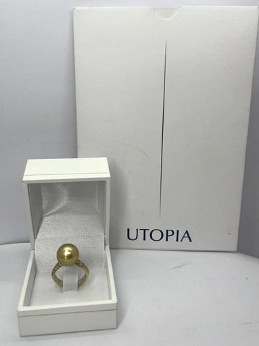 Bague 52 Utopia - Bague en or jaune 18K, perle australienne et diamants 58 Facettes